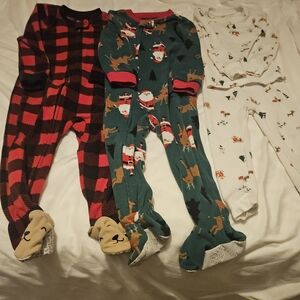 Carter's Kids One Piece Footies - Red, Green, White